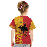 Papua New Guinea Oro Tapa Personalised Kid T Shirt Simple Bird of Paradise Style - Polynesian Pride