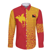 Papua New Guinea Oro Tapa Personalised Long Sleeve Button Shirt Simple Bird of Paradise Style LT9 Unisex Red - Polynesian Pride