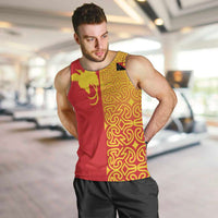 Papua New Guinea Oro Tapa Personalised Men Tank Top Simple Bird of Paradise Style LT9 Red - Polynesian Pride