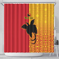 Papua New Guinea Oro Tapa Personalised Shower Curtain Simple Bird of Paradise Style - Polynesian Pride