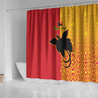 Papua New Guinea Oro Tapa Personalised Shower Curtain Simple Bird of Paradise Style - Polynesian Pride
