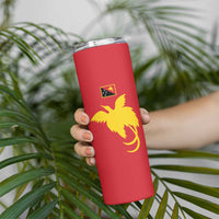 Papua New Guinea Oro Tapa Personalised Skinny Tumbler Simple Bird of Paradise Style - Polynesian Pride