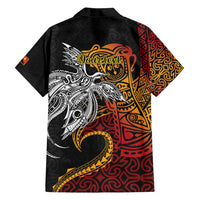 Papua New Guinea Sepik Personalised Family Matching Off Shoulder Short Dress and Hawaiian Shirt PNG Bird of Paradise Tattoo - Polynesian Pride