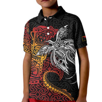 Papua New Guinea Sepik Personalised Kid Polo Shirt PNG Bird of Paradise Tattoo - Polynesian Pride