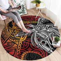 Papua New Guinea Sepik Personalised Round Carpet PNG Bird of Paradise Tattoo - Polynesian Pride