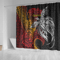 Papua New Guinea Sepik Personalised Shower Curtain PNG Bird of Paradise Tattoo - Polynesian Pride