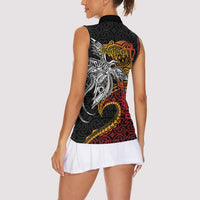 Papua New Guinea Sepik Personalised Women Sleeveless Polo Shirt PNG Bird of Paradise Tattoo - Polynesian Pride