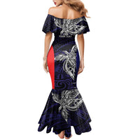 Personalised PNG Bougainville Family Matching Mermaid Dress and Hawaiian Shirt Bird of Paradise Tattoo Flag Motif - Polynesian Pride