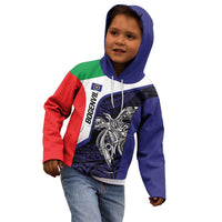 Personalised PNG Bougainville Kid Hoodie Bird of Paradise Tattoo Flag Motif - Polynesian Pride