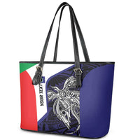 Personalised PNG Bougainville Leather Tote Bag Bird of Paradise Tattoo Flag Motif - Polynesian Pride