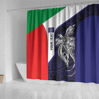 Personalised PNG Bougainville Shower Curtain Bird of Paradise Tattoo Flag Motif - Polynesian Pride