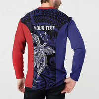 Personalised PNG Central Province Button Sweatshirt Bird of Paradise Tattoo Flag Motif LT9 - Polynesian Pride