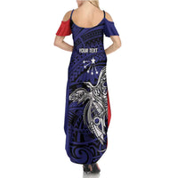 Personalised PNG Central Province Family Matching Summer Maxi Dress and Hawaiian Shirt Bird of Paradise Tattoo Flag Motif - Polynesian Pride