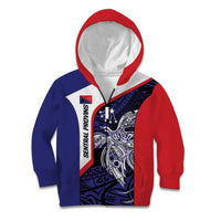 Personalised PNG Central Province Kid Hoodie Bird of Paradise Tattoo Flag Motif - Polynesian Pride