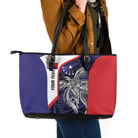 Personalised PNG Central Province Leather Tote Bag Bird of Paradise Tattoo Flag Motif - Polynesian Pride