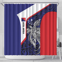 Personalised PNG Central Province Shower Curtain Bird of Paradise Tattoo Flag Motif - Polynesian Pride