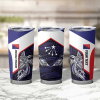 Personalised PNG Central Province Tumbler Cup Bird of Paradise Tattoo Flag Motif - Polynesian Pride