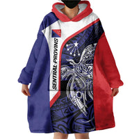 Personalised PNG Central Province Wearable Blanket Hoodie Bird of Paradise Tattoo Flag Motif - Polynesian Pride