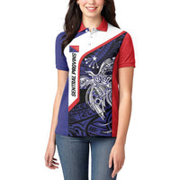 Personalised PNG Central Province Women Polo Shirt Bird of Paradise Tattoo Flag Motif - Polynesian Pride