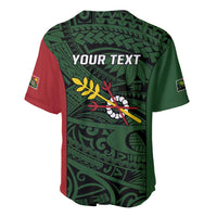 Personalised PNG Chimbu Province Baseball Jersey Bird of Paradise Tattoo Flag Motif - Polynesian Pride