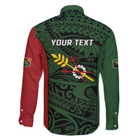 Personalised PNG Chimbu Province Family Matching Off The Shoulder Long Sleeve Dress and Hawaiian Shirt Bird of Paradise Tattoo Flag Motif - Polynesian Pride