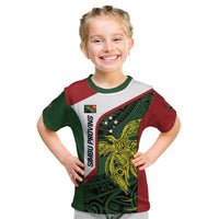 Personalised PNG Chimbu Province Kid T Shirt Bird of Paradise Tattoo Flag Motif - Polynesian Pride