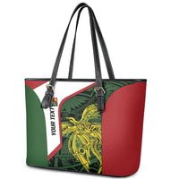 Personalised PNG Chimbu Province Leather Tote Bag Bird of Paradise Tattoo Flag Motif - Polynesian Pride