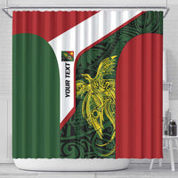 Personalised PNG Chimbu Province Shower Curtain Bird of Paradise Tattoo Flag Motif - Polynesian Pride
