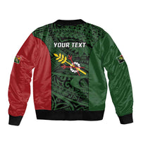 Personalised PNG Chimbu Province Sleeve Zip Bomber Jacket Bird of Paradise Tattoo Flag Motif - Polynesian Pride