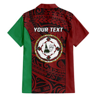 Personalised PNG East New Britain Province Family Matching Off The Shoulder Long Sleeve Dress and Hawaiian Shirt Bird of Paradise Tattoo Flag Motif - Polynesian Pride