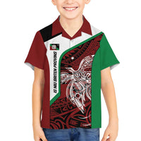 Personalised PNG East New Britain Province Family Matching Summer Maxi Dress and Hawaiian Shirt Bird of Paradise Tattoo Flag Motif - Polynesian Pride