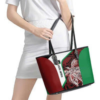 Personalised PNG East New Britain Province Leather Tote Bag Bird of Paradise Tattoo Flag Motif - Polynesian Pride