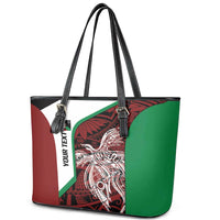 Personalised PNG East New Britain Province Leather Tote Bag Bird of Paradise Tattoo Flag Motif - Polynesian Pride
