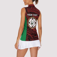 Personalised PNG East New Britain Province Women Sleeveless Polo Shirt Bird of Paradise Tattoo Flag Motif - Polynesian Pride