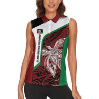 Personalised PNG East New Britain Province Women Sleeveless Polo Shirt Bird of Paradise Tattoo Flag Motif - Polynesian Pride