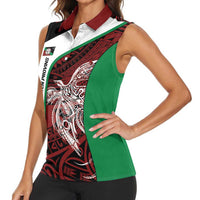 Personalised PNG East New Britain Province Women Sleeveless Polo Shirt Bird of Paradise Tattoo Flag Motif - Polynesian Pride