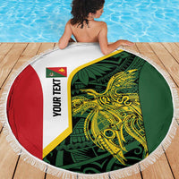 Personalised PNG East Sepik Province Beach Blanket Bird of Paradise Tattoo Flag Motif - Polynesian Pride