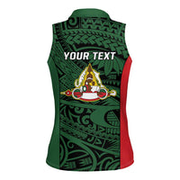 Personalised PNG East Sepik Province Women Sleeveless Polo Shirt Bird of Paradise Tattoo Flag Motif - Polynesian Pride