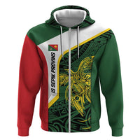 Personalised PNG East Sepik Province Zip Hoodie Bird of Paradise Tattoo Flag Motif - Polynesian Pride