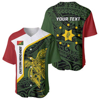 Personalised PNG Eastern Highlands Baseball Jersey Bird of Paradise Tattoo Flag Motif - Polynesian Pride