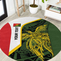 Personalised PNG Eastern Highlands Round Carpet Bird of Paradise Tattoo Flag Motif - Polynesian Pride