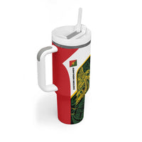 Personalised PNG Eastern Highlands Tumbler With Handle Bird of Paradise Tattoo Flag Motif - Polynesian Pride