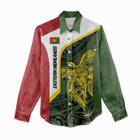 Personalised PNG Eastern Highlands Women Casual Shirt Bird of Paradise Tattoo Flag Motif - Polynesian Pride