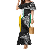 Personalised PNG Enga Province Family Matching Mermaid Dress and Hawaiian Shirt Bird of Paradise Tattoo Flag Motif - Polynesian Pride