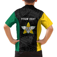 Personalised PNG Enga Province Family Matching Short Sleeve Bodycon Dress and Hawaiian Shirt Bird of Paradise Tattoo Flag Motif - Polynesian Pride