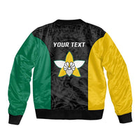 Personalised PNG Enga Province Sleeve Zip Bomber Jacket Bird of Paradise Tattoo Flag Motif - Polynesian Pride