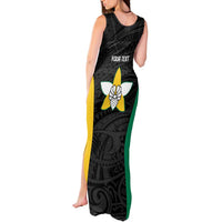 Personalised PNG Enga Province Tank Maxi Dress Bird of Paradise Tattoo Flag Motif - Polynesian Pride