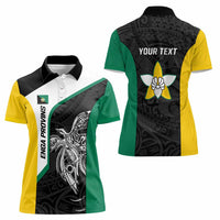 Personalised PNG Enga Province Women Polo Shirt Bird of Paradise Tattoo Flag Motif - Polynesian Pride