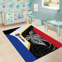 Personalised PNG Gulf Province Area Rug Bird of Paradise Tattoo Flag Motif - Polynesian Pride