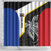 Personalised PNG Gulf Province Shower Curtain Bird of Paradise Tattoo Flag Motif - Polynesian Pride